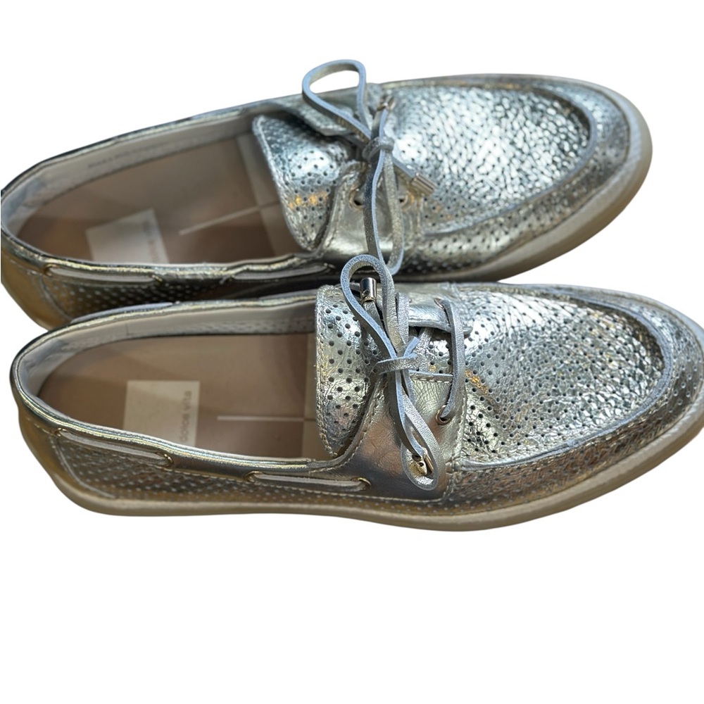 Dolce Vita Metallic‎ Gold Perforated Boat Shoes Loafers Casual Comfort - Picture 2 of 8